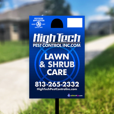 High Tech Pest Control Turf Lawn Signs 6x9 Full Color Double Sided wit ...